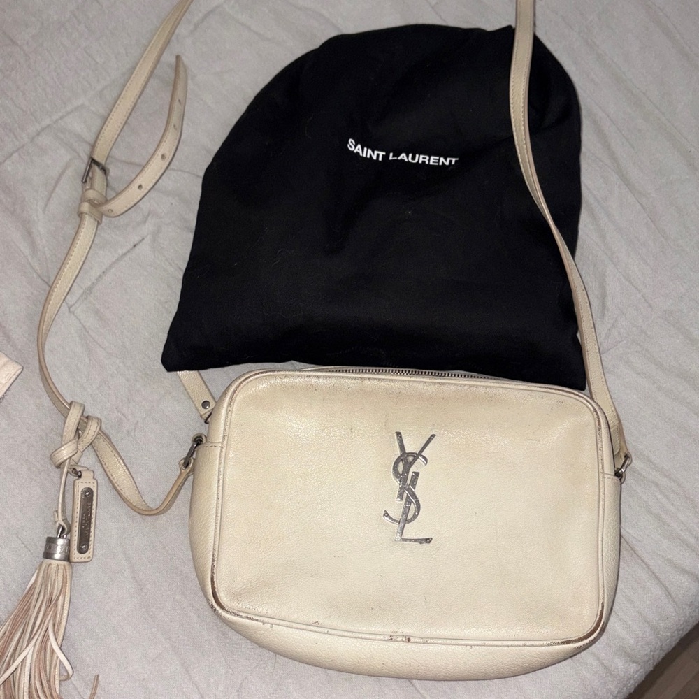 Saint Laurent Beige Crossbody with Silver Accents